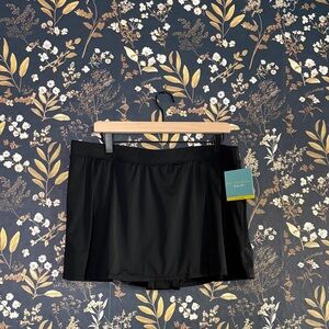 Bal Harbor Black Skirt Skort with Built-in Shorts Swim Bottoms Size XL